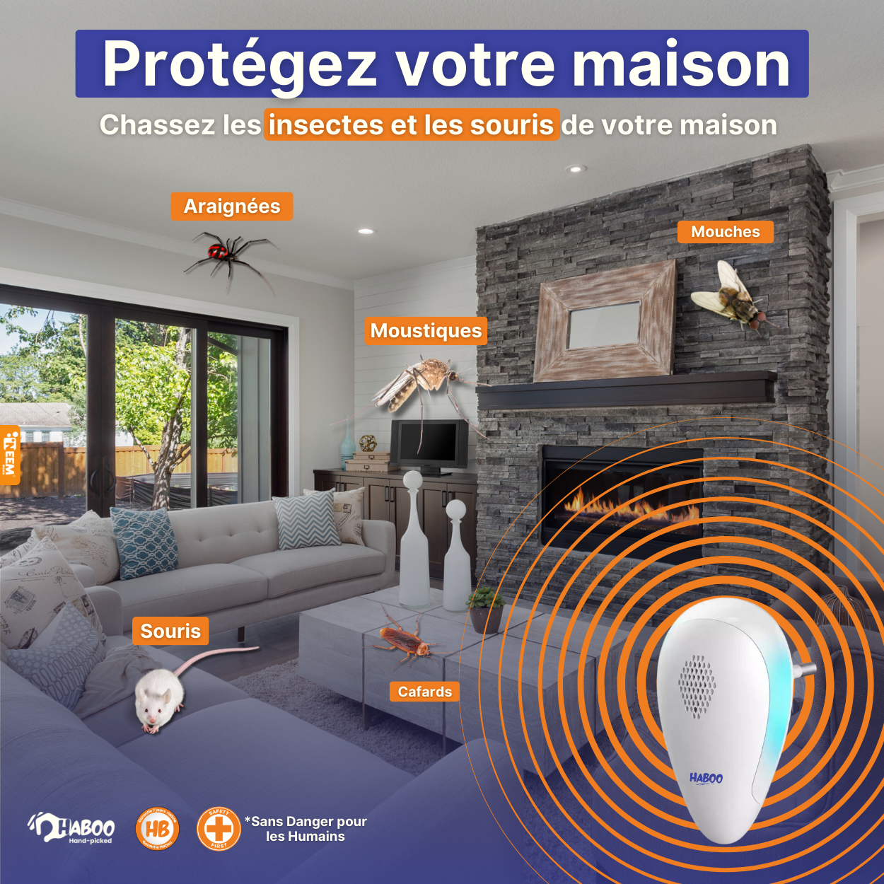 Chasseur d'insectes, Rats & moustiques Ultrasonique