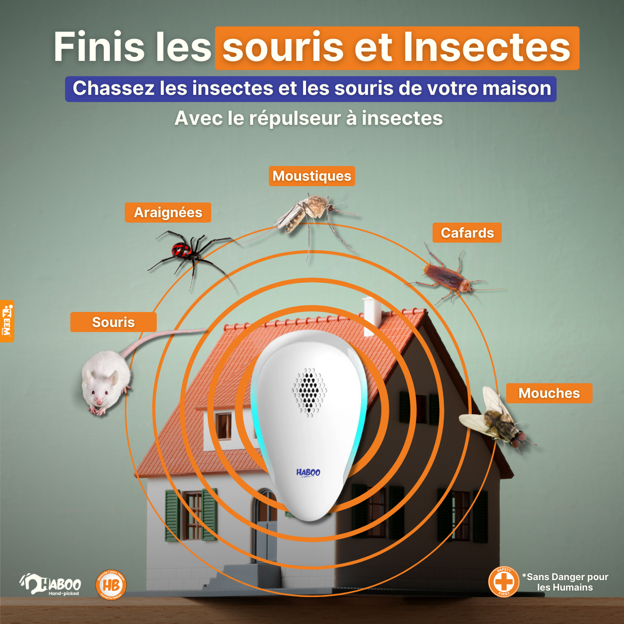 Chasseur d'insectes, Rats & moustiques Ultrasonique