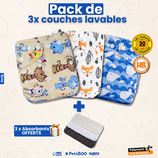 Pack de 3 couches lavables (GABON)