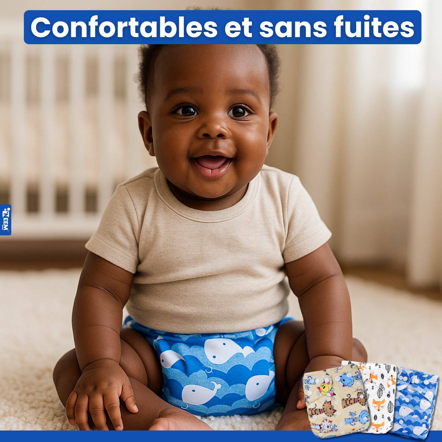 Pack de 3 ou 6 couches lavables