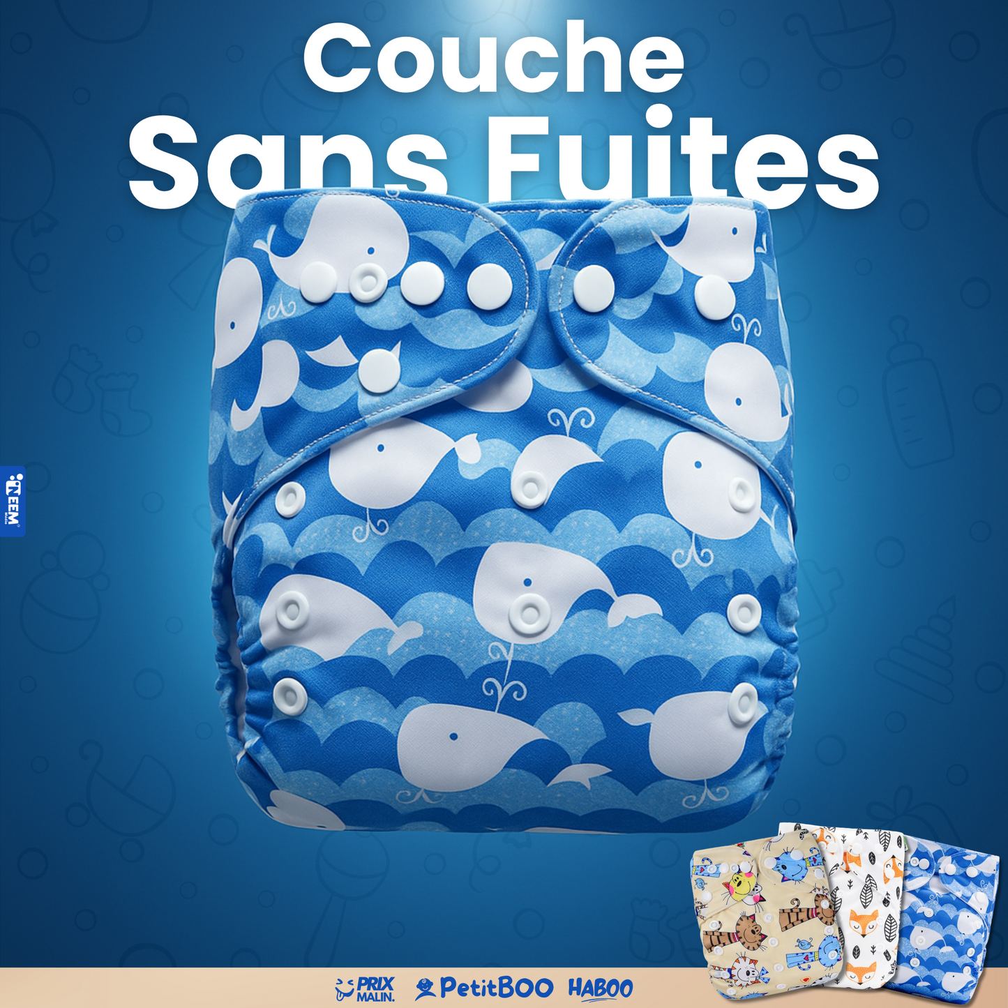 Pack de 3 ou 6 couches lavables